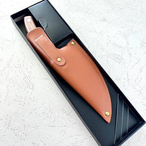 Hand Forged Chef Knife 6 Inch Viking Butcher Leather Sheath, Japanese Steel - Picture 7 of 8